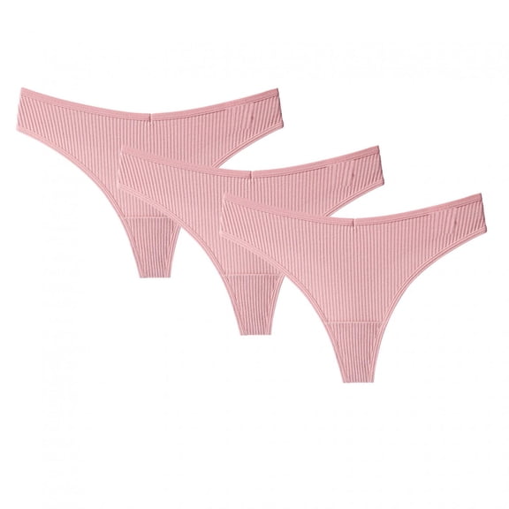 LoyisViDion 3Pcs Women'S G-String Cotton V Waist Female Underpants Pantys Lingerie Pink 6(M)