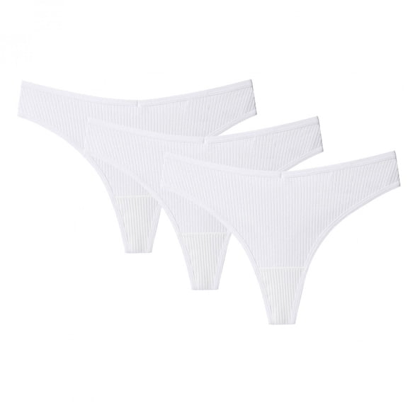 LoyisViDion 3Pcs Women'S G-String Cotton V Waist Female Underpants Pantys Lingerie White 4(S)