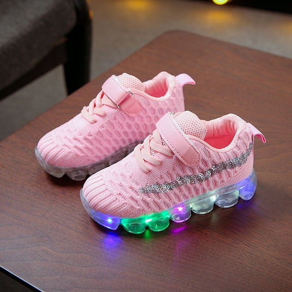 LoyisViDion Baby Girl's Shoes Light Up Sneakers, Pink, 28