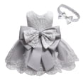 thumbnail image 1 of LoyisViDion Baby Girls Dress Clearance Baby Girls Lace Bowknot&nbsp;Princess Wedding formal&nbsp;Tutu Dress+Headband Set Clothes Gray 12-18 Months, 1 of 9