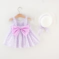 thumbnail image 1 of LoyisViDion Baby Girls Dress Toddler Baby Kids Girls Suspenders Floral Princess Dress Hat Clothes Outfits Purple 3-4 Years, 1 of 7