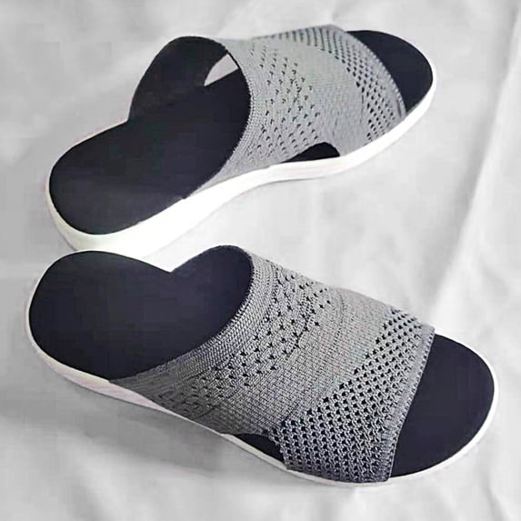UTTOASFAY Sandals for Women New Style Casual Women'S Sandals and Slippers with Flat Bottom for Outer Gray 8.5