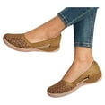 thumbnail image 1 of UTTOASFAY Sandals for Women Woman Summer Fashion Casual Sandals Casual Flat Solid Color Loophole Shoes Brown 9, 1 of 4