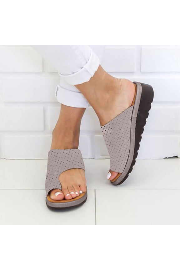 UTTOASFAY Sandals for Women Women Dressy Comfy Platform Casual Shoes Summer Beach Travel Slipper Flip Flops Gray 4