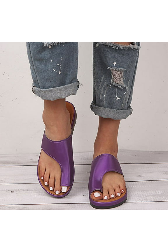UTTOASFAY Sandals for Women Women Dressy Comfy Platform Casual Shoes Summer Beach Travel Slipper Flip Flops Purple 8