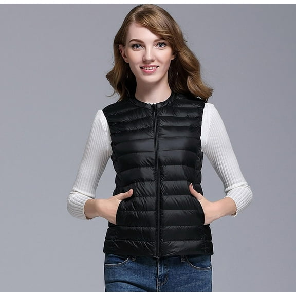 LoyisViDion Coat Fasion Women'S Packable Standing Collar Short Paragraph Leisure Lightweight Down Black M