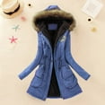 thumbnail image 1 of UTTOASFAY Coat Winter Womens Warm Coat Hooded Jacket Slim Winter Outwear Coats Dark Blue S, 1 of 3