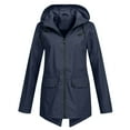 thumbnail image 1 of LoyisViDion Coat Women Casual Solid Jacket Outdoor Plus Size Hooded Windproof Loose Coat Navy 10(L), 1 of 4