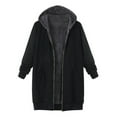 thumbnail image 1 of LoyisViDion Coat Women Plus Size Vintage Solid Fleece Hooded Zipper Long Sleeve Thick Coat Tops Black 14(XXXL), 1 of 6