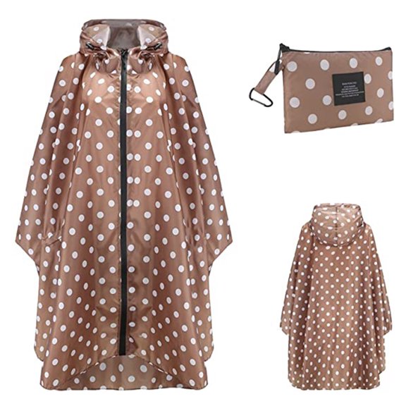 LoyisViDion Coat Women Rain Jacket Coat Printing Hooded for Adults with Pockets Tops Coffee One size