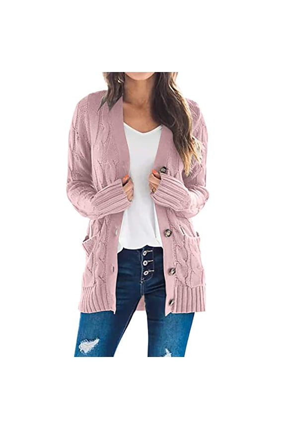 Coat Women'S Knit Cardigans Loose Slouchy Oversized Wrap Chunky Pocket Sweaters Coat Pink 8(L)