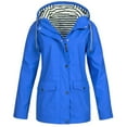 thumbnail image 1 of LoyisViDion Coat Women Solid Rain Jacket Outdoor Plus Size Waterproof Hooded Raincoat Windproof Blue 14(XL), 1 of 3