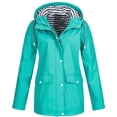 thumbnail image 1 of UTTOASFAY Coat Women Solid Rain Jacket Outdoor Plus Size Waterproof Hooded Raincoat Windproof Green 20(XXXXL), 1 of 3