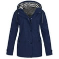 thumbnail image 1 of UTTOASFAY Coat Women Solid Rain Jacket Outdoor Plus Size Waterproof Hooded Raincoat Windproof Navy 12(L), 1 of 3