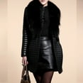 thumbnail image 1 of LoyisViDion Coat Women Winter Faux Leather Fur Long Sleeve Coat Jacket Outerwear Long Overcoat Black 4(S), 1 of 8