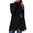 thumbnail image 1 of LoyisViDion Coat Women Winter Patchword Long Sleeve Buttons Casual Single Breasted Coat Black 6(M), 1 of 5