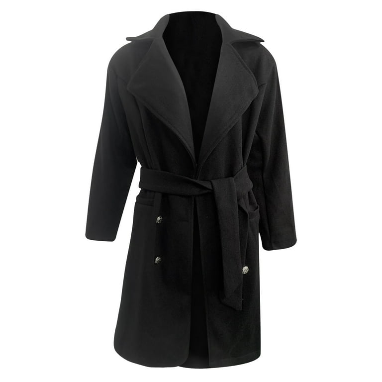 UTTOASFAY Coat Womens Autumn and Winter Lapel Woolen Cloth