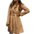 thumbnail image 1 of LoyisViDion Coat Womens Autumn and Winter Lapel Woolen Cloth Coat Trench Jacket Long Overcoat Outwear Khaki 8(L), 1 of 3