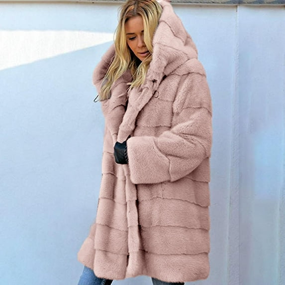 LoyisViDion Coat Womens Faux-Fur' Gilet Long Sleeve Waistcoat Body Warmer Jacket Coat Outwear Pink XXXXL