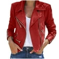thumbnail image 1 of LoyisViDion Coat Womens Winter Ladies Vintage Zipper Bomber Jacket Casual Coat Outwear Red 6(M), 1 of 7