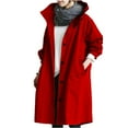 thumbnail image 1 of LoyisViDion Coat Womens Winter Loose Hooded Wild Elegant Windbreaker Comfortable Coat Outwear Red 6(M), 1 of 5