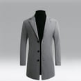 thumbnail image 1 of UTTOASFAY Fall/Winter New Style Plus Cotton Solid Color Woolen Lapel Men'S Overcoat Jacket Light Gray 16(XXXXL), 1 of 6