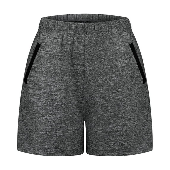 LoyisViDion Fashion Sport Yoga Pants Solid Mid Cotton High Waist Active Pockets Solid Shorts Dark Gray 10-12(L)