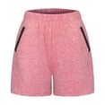 thumbnail image 1 of LoyisViDion Fashion Sport Yoga Pants Solid Mid Cotton High Waist Active Pockets Solid Shorts Pink 12-14(XL), 1 of 6