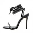 thumbnail image 1 of UTTOASFAY Fashion Women New Shoes High Heel Winding Strap Sandals Rhinestone Sandals Black 9(41), 1 of 6