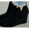 thumbnail image 1 of UTTOASFAY Fashion Women Suede Wedges Zipper Boots Solid Color Short Booties Round Toe Shoes Black 6(36), 1 of 8