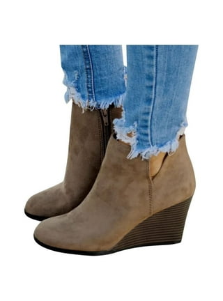 Beige wedge booties store