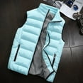 thumbnail image 1 of LoyisViDion Men Autumn Winter Coat Padded Cotton Vest Warm Hooded Thick Vest Tops Jacket Sky Blue 6(M), 1 of 4