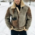 thumbnail image 1 of LoyisViDion Men Casual Keep Warm Thicken Long Sleeve Turndown Jacket Zipper Patchwork Coats Coffee 4(M), 1 of 3