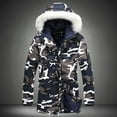 thumbnail image 1 of LoyisViDion Men Mid-Length Hooded Camouflage Zipper Buttons Warm Collar Cotton Jacket Coats Blue 6(L), 1 of 4