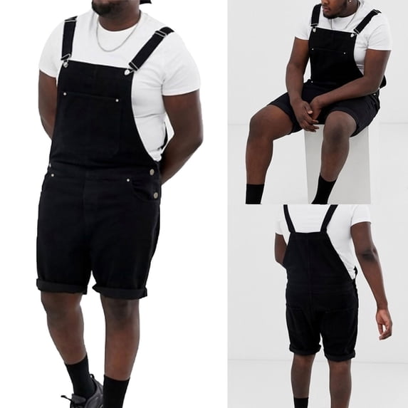 LoyisViDion Men Pants Clearance Men Casual Fashion Solid Breast Pocket Denim Shorts Straight Type Overalls Rollbacks