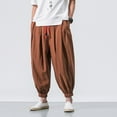thumbnail image 1 of UTTOASFAY Men Pants Men'S Fashion Casual Loose Solid Color Harem Pants Wide Leg Elasticated Pants, 1 of 7
