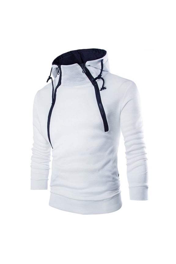 Men'S Autumn Color Matching Splicing Jacket Sweater Casual Jacket White 8(L)