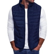 LoyisViDion Men'S Autumn Winter Zipper Pure Color Waistcoat Vest Top Coat Navy 10(XL)