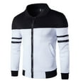 thumbnail image 1 of LoyisViDion Men'S Autumn Winter Zipper Sportswear Patchwork Jacket Long Sleeve Coat Black XL, 1 of 3