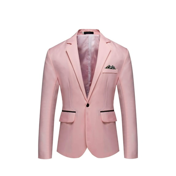 UTTOASFAY Men'S England Solid Color High Quality Casual Single Breasted Suit Pink XL