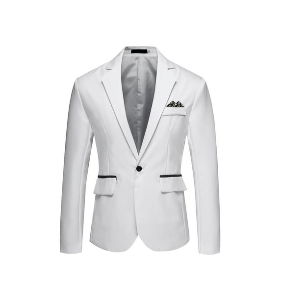 UTTOASFAY Suit Coat for Men Men'sFashion England Solid Color High Quality Casual Single Breasted Suit Rollbacks White XXL