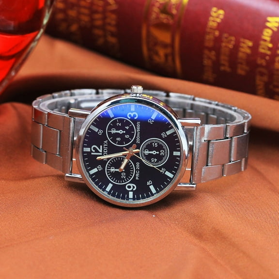 LoyisViDion Men Watch Fashion Black Noodles Steel Blue Glow Glass Watch Black One Size