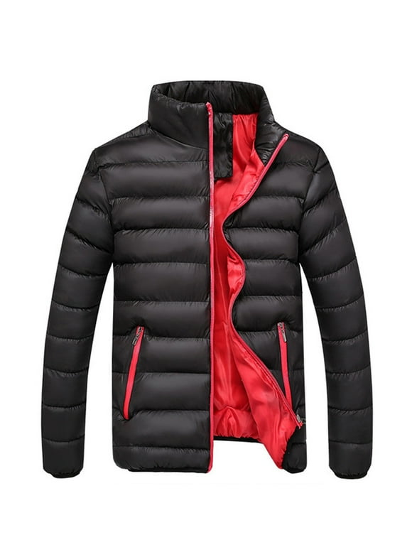 LoyisViDion Men Winter Warm Slim Fit Thick Bubble Coat Casual Jacket Outerwear Black L