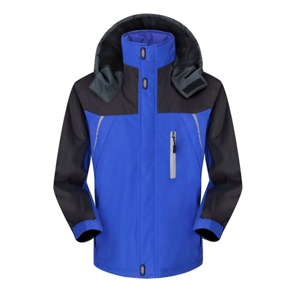 LoyisViDion Men Winter Windbreaker Outdoor Mountaineering Hooded Clothes thermal Jacket Coats Blue 8(XL)