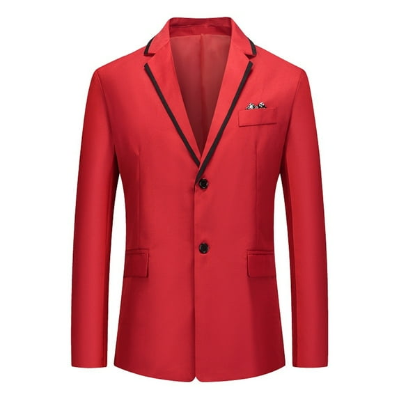 LoyisViDion Men'S Stylish Casual Patchwork Business Wedding Party Outwear Coat Suit Tops Red 10(XXL)