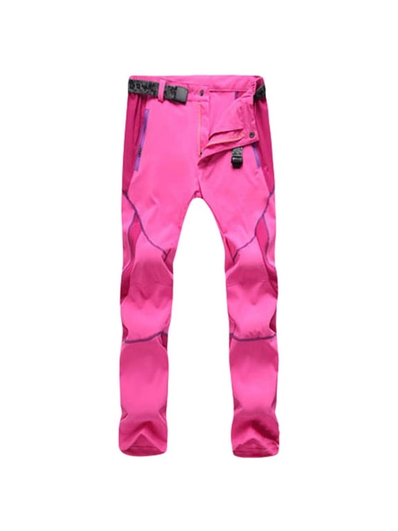 UTTOASFAY Mens Pants Men Couple Waterproof Windproof Outdoor Hiking Quikly-Dry Pants Trousers Pink 33(XXL)