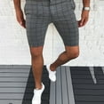 thumbnail image 1 of UTTOASFAY Mens Pants Clearance Men Dress Pants Casual Plaid Flat-Front Skinny Business Pencil Shorts Pocket Dark Gray 10(XL), 1 of 4