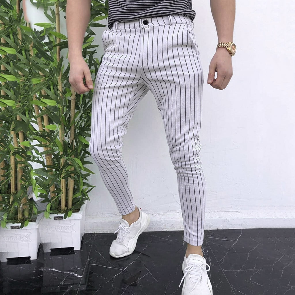 UTTOASFAY Mens Pants Men'S Casual Slim Fit Skinny Business formal Suit ...
