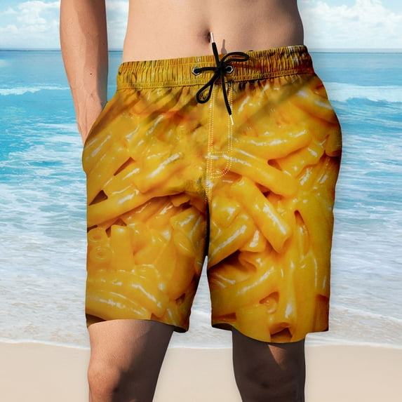 LoyisViDion Mens Pants Clearance Men'S Food Realistic 3D Printed Summer Shorts Beach Shorts Beach Swim Shorts Gold XXXXXL