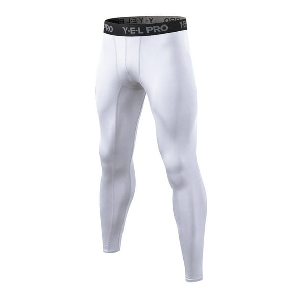 UTTOASFAY Mens Pants Men'S Sports Stretch Leggings Trousers Breathable Quick-Drying Wicking Fitness Pants White 6(M)